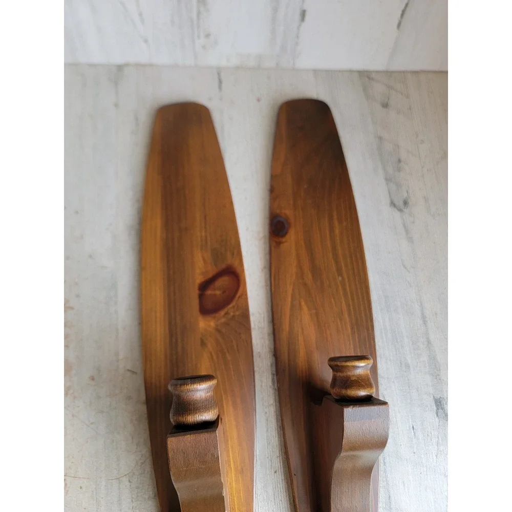 Vintage grandmacore wooden candle stick scones holder set hanging home wall